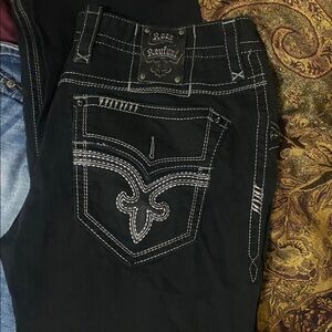 Rock Revival Black Jeans with White Stitching